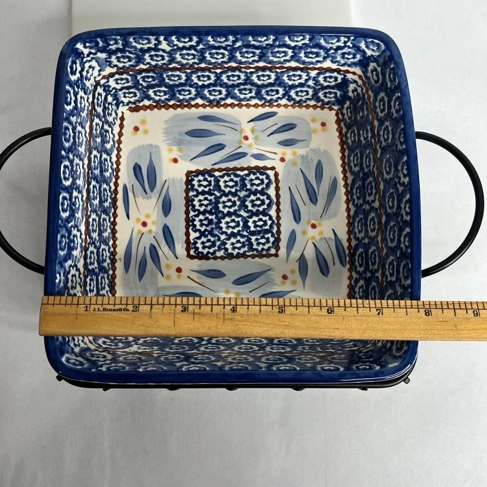 Temptations by Tara Old World Blue‎ Casserole Dish Cooling Rack Trivet Lid 1.5Qt